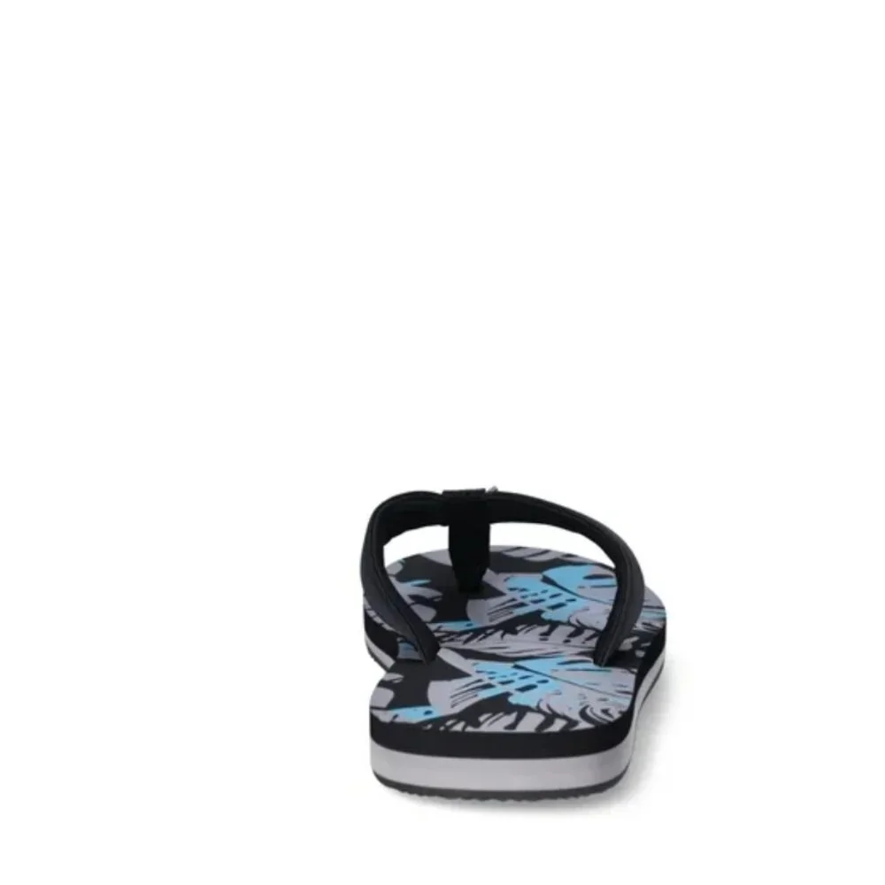 NO BOUNDRIES MEN'S BUILT-UP PRINTED FLIP FLOPS- SIZE 12- TROPICAL PRINT